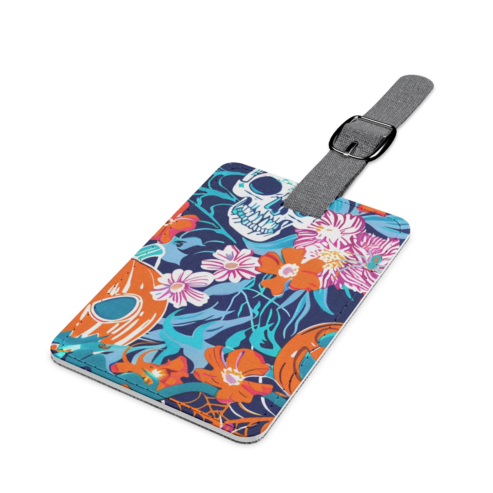 Halloween Skull and Pumpkin Luggage Tag, Artsulli - Art is Long, Life is Short, Accessories, , , , , , , 