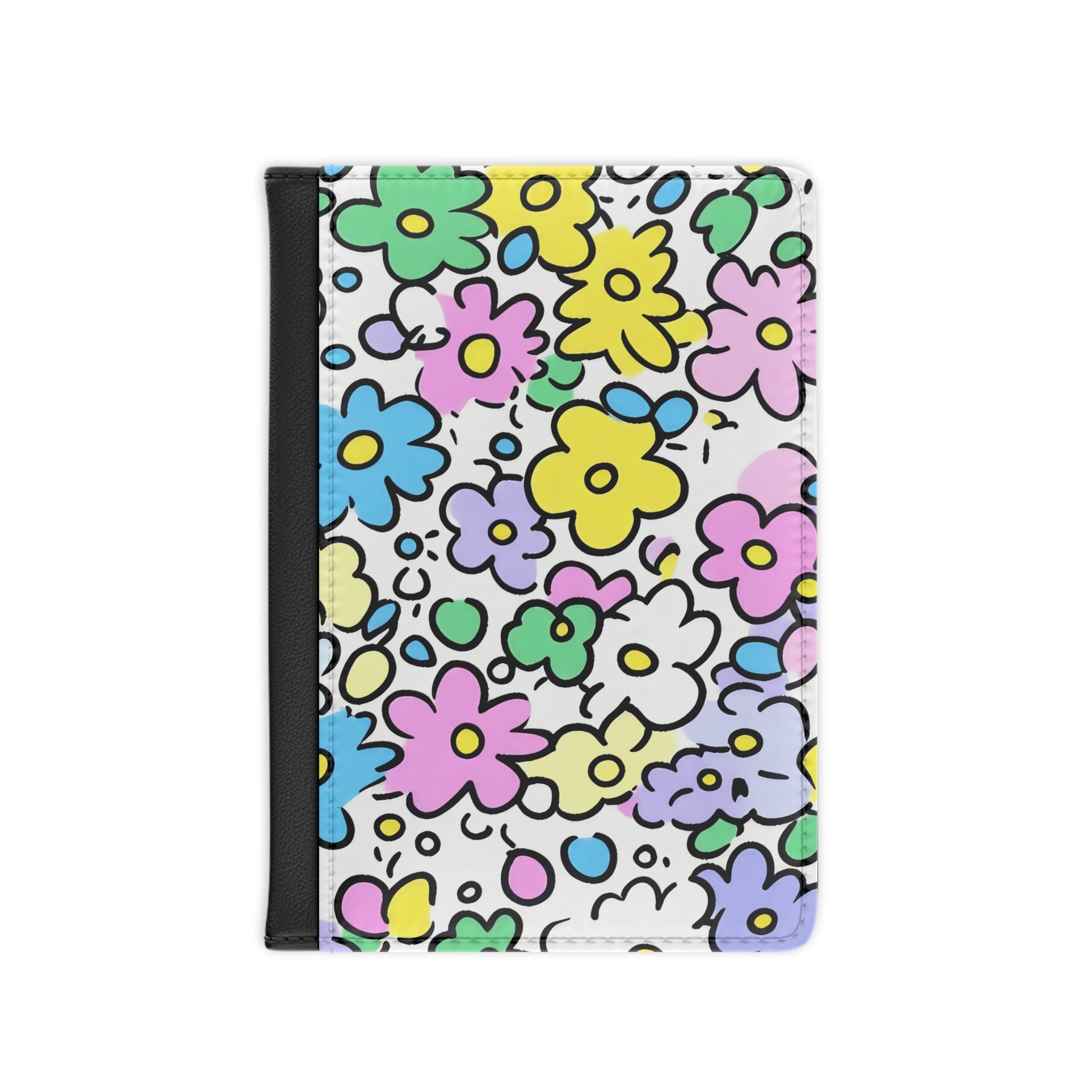 Hand Drawn Floral Passport Cover, Artsulli - Art is Long, Life is Short, Accessories, Size, 3.9" x 5.8", Color, Black, , , 26343768652564352966