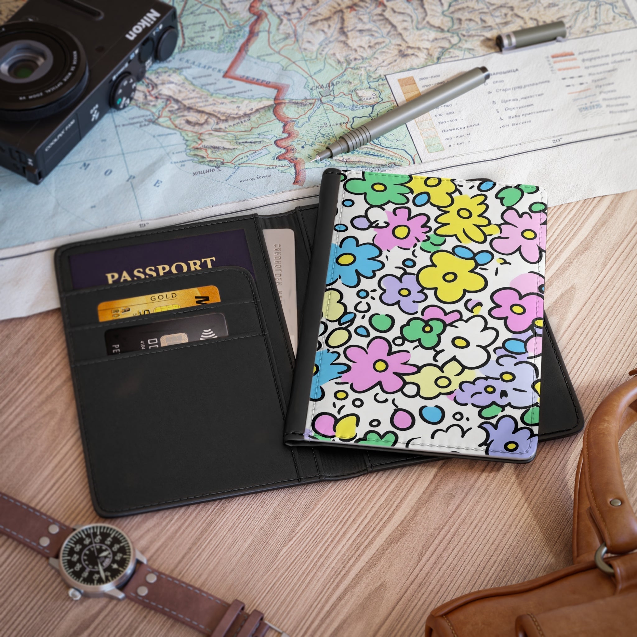 Hand Drawn Floral Passport Cover, Artsulli - Art is Long, Life is Short, Accessories, , , , , , , 