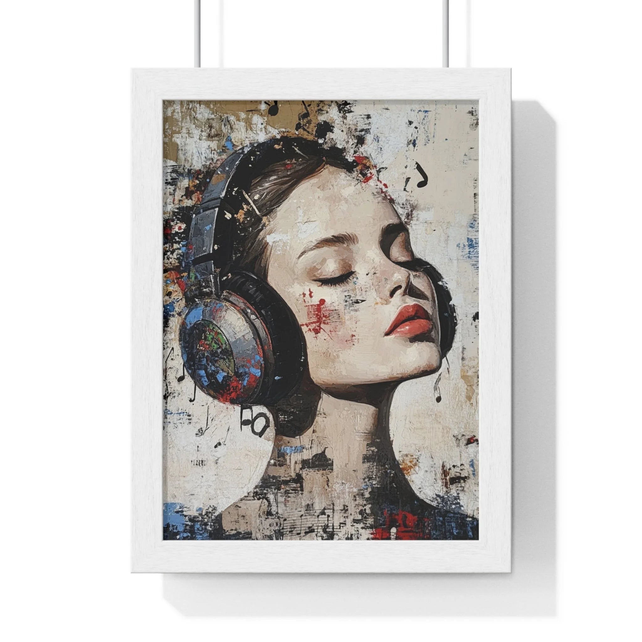 Buy The Best headphones grungy textured design red By Artsulli x Color Printify - Her Abstract Melody Framed Poster - 2025