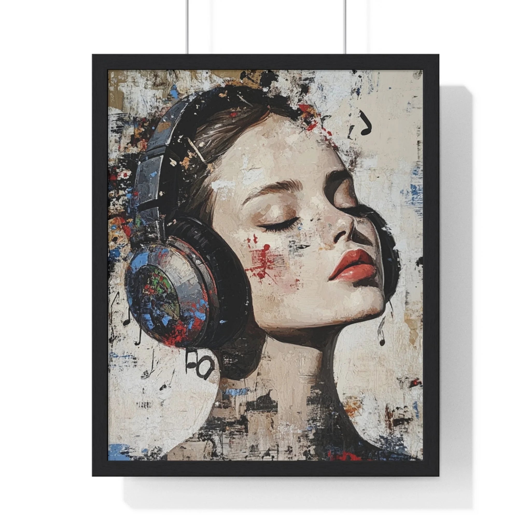 Buy The Best headphones black frame red accents By Artsulli x Color Printify - Her Abstract Melody Framed Poster - 2025