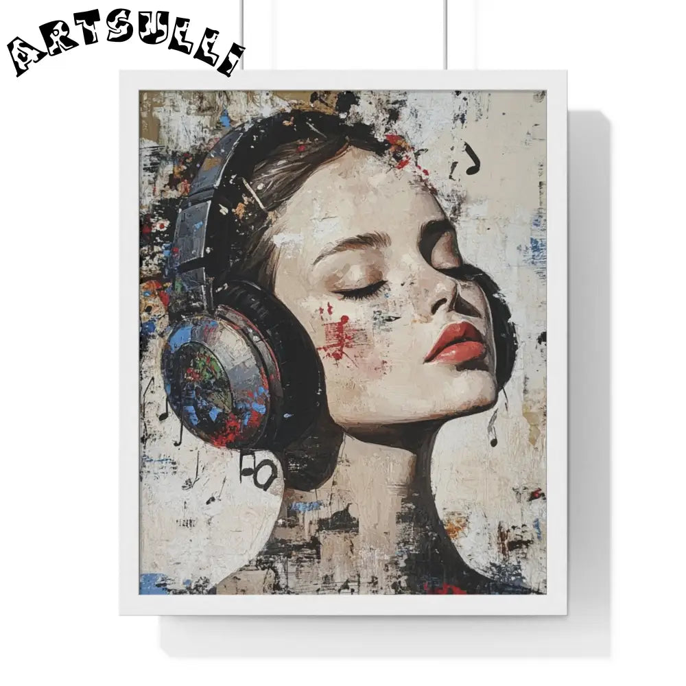Her Abstract Melody Framed Poster, Artsulli - Art is Long, Life is Short, Poster, Size, 16" x 20", Color, White, , , 32933944794379978287