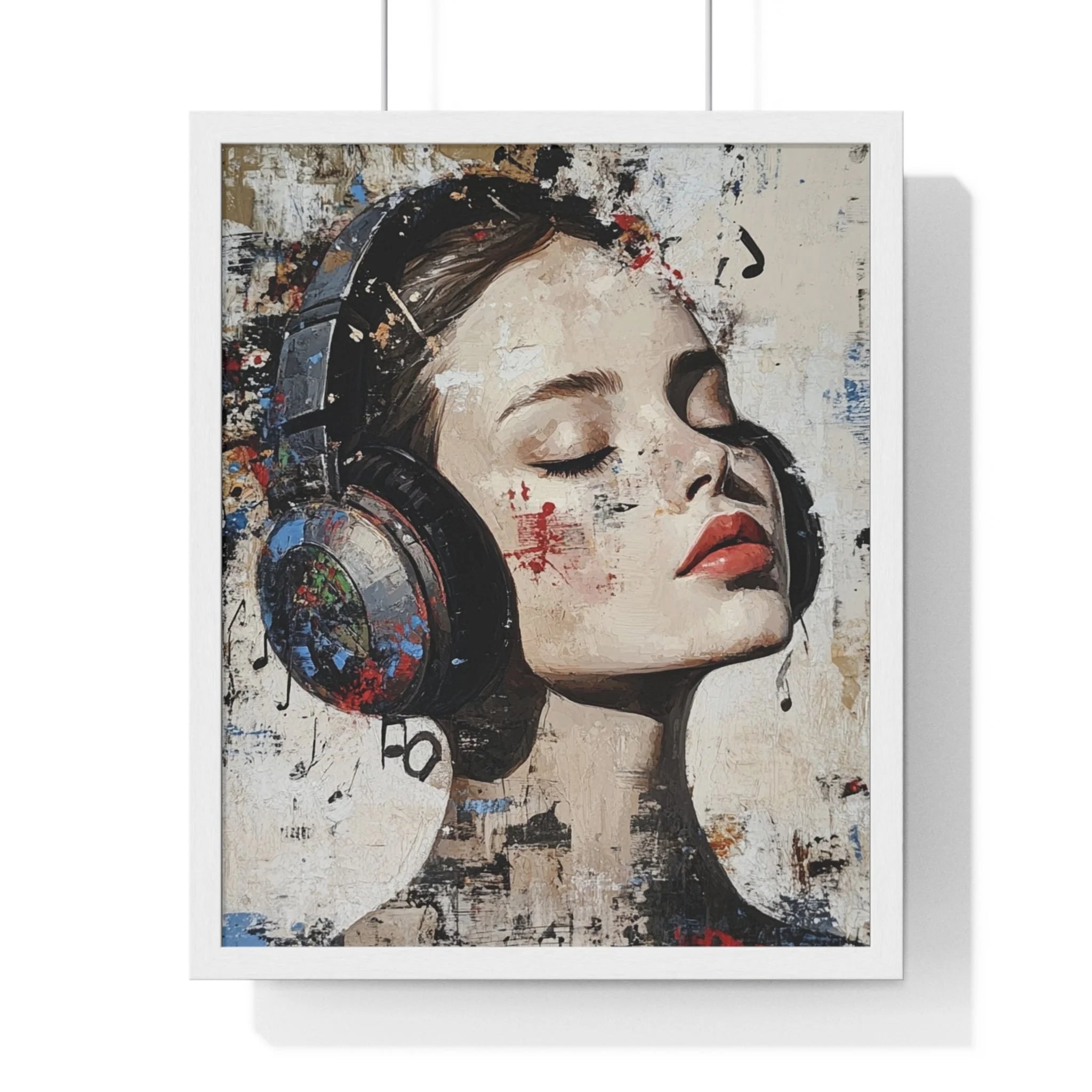 Buy The Best black red headphones glossy finish By Artsulli x Color Printify - Her Abstract Melody Framed Poster - 2025