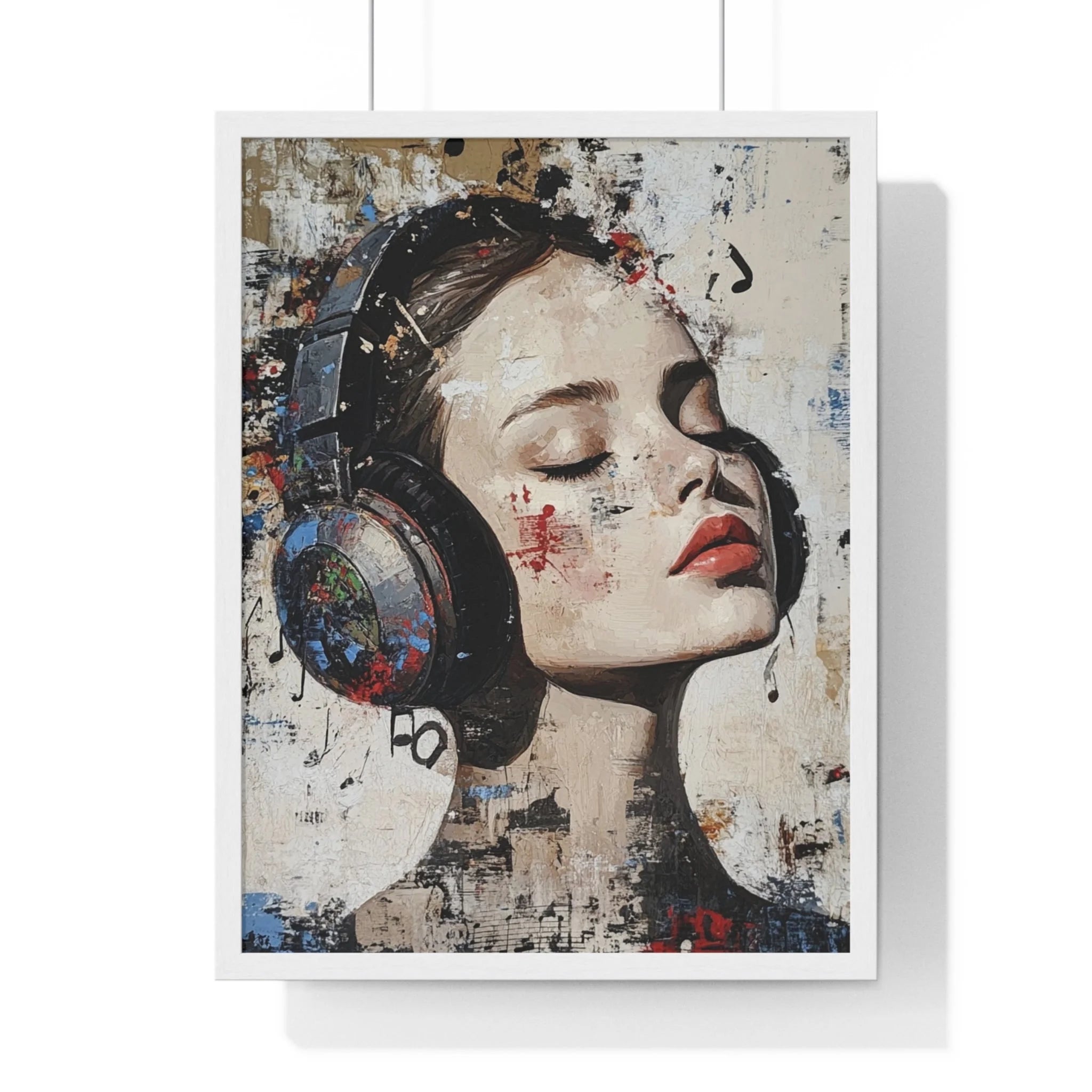 Buy The Best headphones distressed urban aesthetic black By Artsulli x Color Printify - Her Abstract Melody Framed Poster - 2025