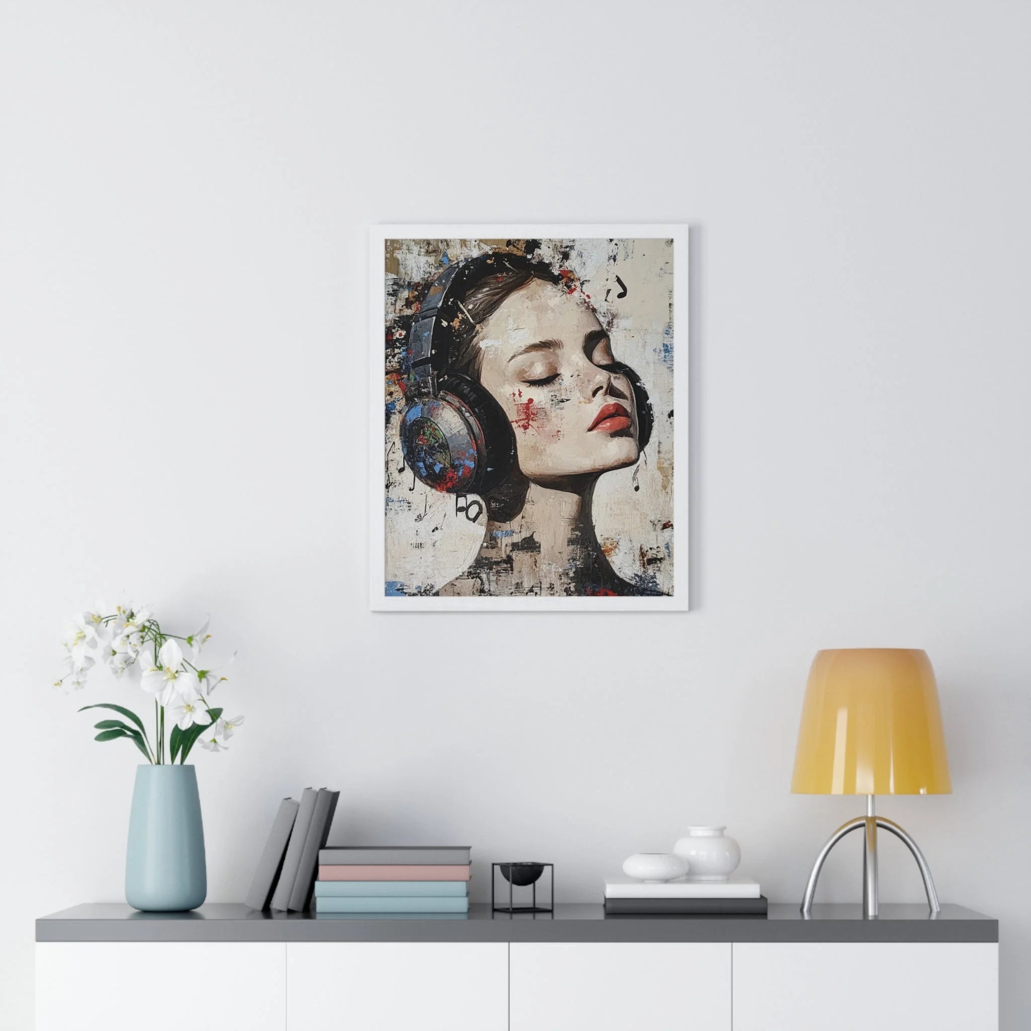 Buy The Best headphones wall art colorful design By Artsulli x Color Printify - Her Abstract Melody Framed Poster - 2025