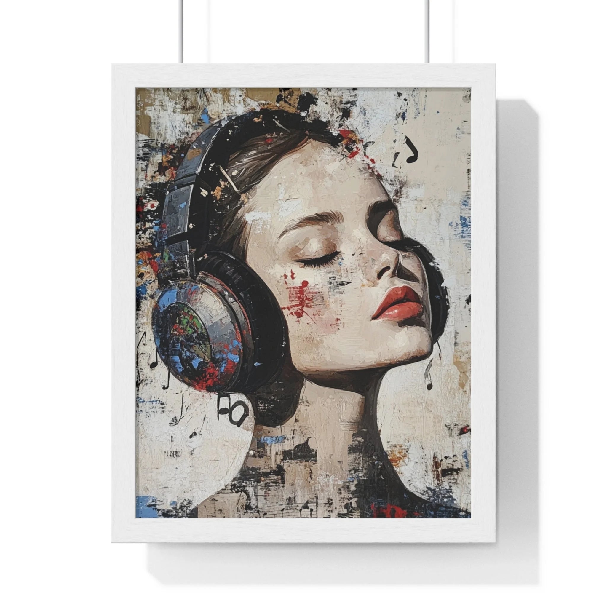 Buy The Best black silver headphones circular design By Artsulli x Color Printify - Her Abstract Melody Framed Poster - 2025