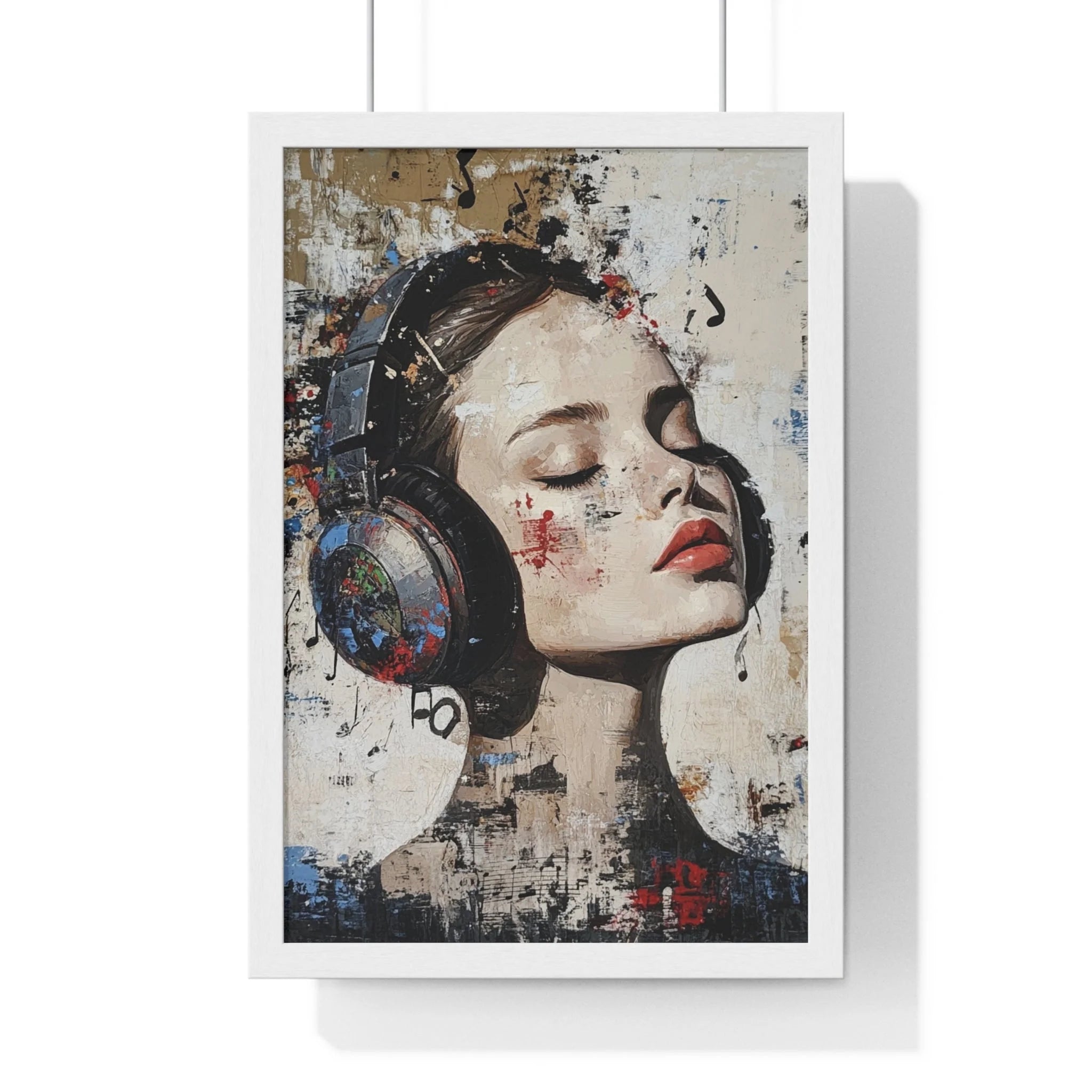 Buy The Best black silver headphones grungy texture By Artsulli x Color Printify - Her Abstract Melody Framed Poster - 2025