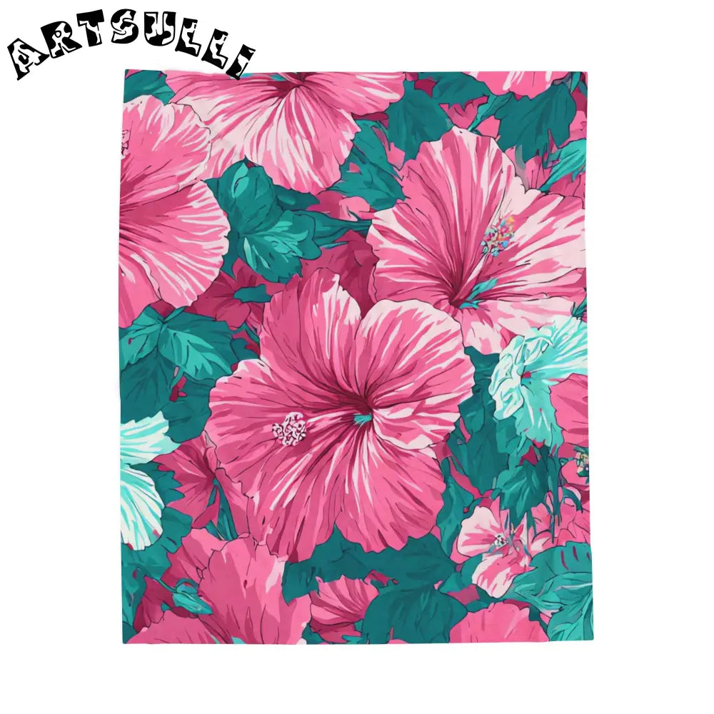Hibiscus Aloha Velveteen Plush Blanket, Artsulli - Art is Long, Life is Short, All Over Prints, Size, 50" × 60", , , , , 32544716754502943797