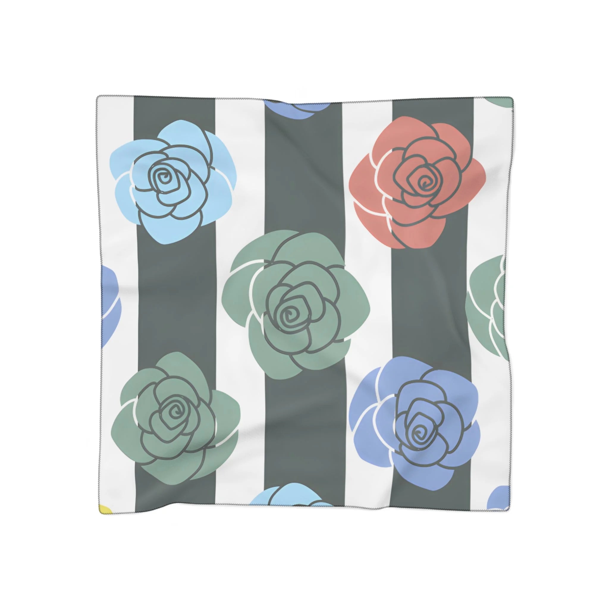 High Quality Striped Rose Sheer Scarf, Artsulli - Art is Long, Life is Short, Accessories, Color, Poly voile, Size, 25" × 25", , , 11744287039099