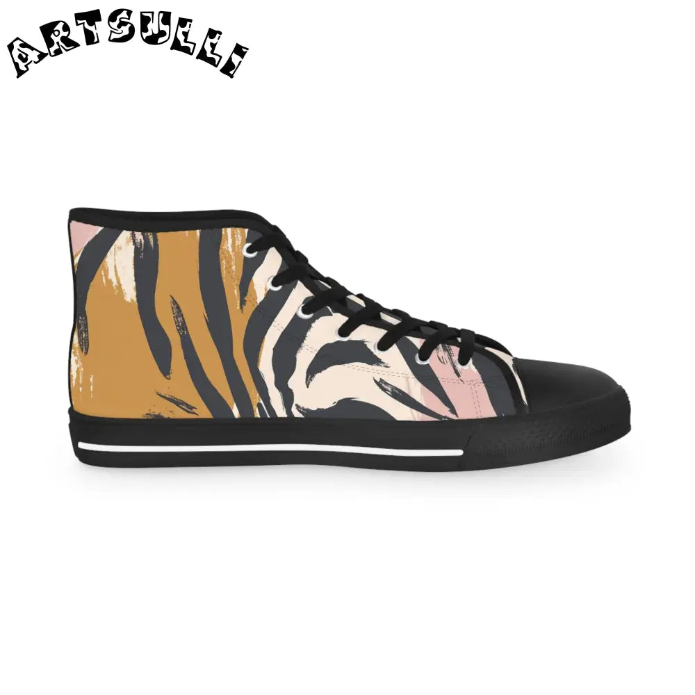 High Top Canvas Sneakers Tiger Stripe Pattern, Artsulli - Art is Long, Life is Short, Shoes, , , , , , , 