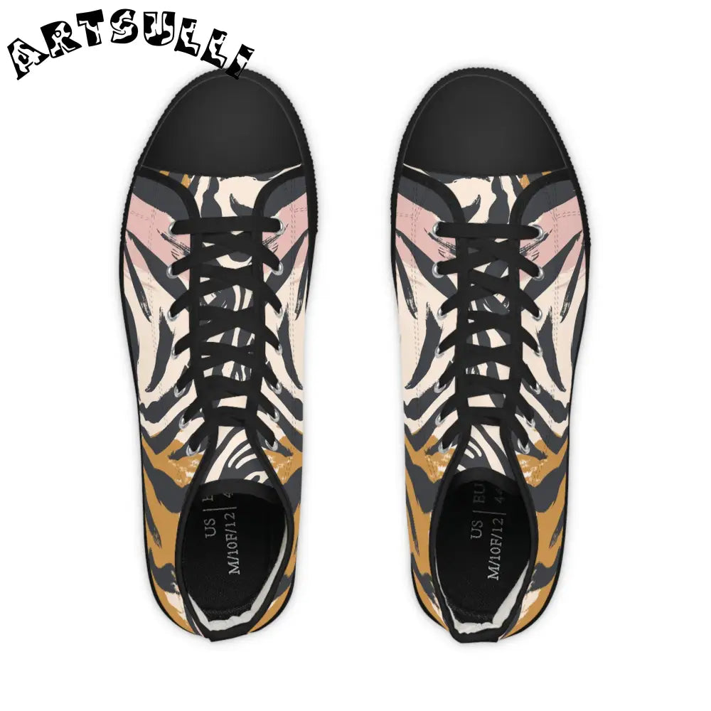 High Top Canvas Sneakers Tiger Stripe Pattern, Artsulli - Art is Long, Life is Short, Shoes, , , , , , , 