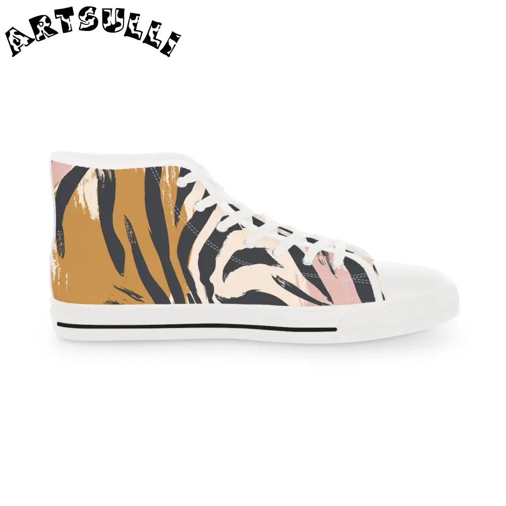 High Top Canvas Sneakers Tiger Stripe Pattern, Artsulli - Art is Long, Life is Short, Shoes, , , , , , , 