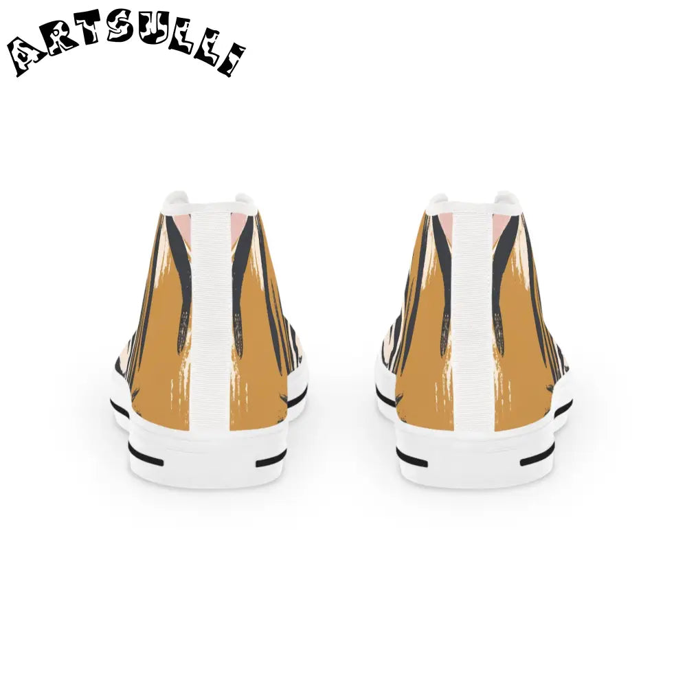 High Top Canvas Sneakers Tiger Stripe Pattern, Artsulli - Art is Long, Life is Short, Shoes, , , , , , , 