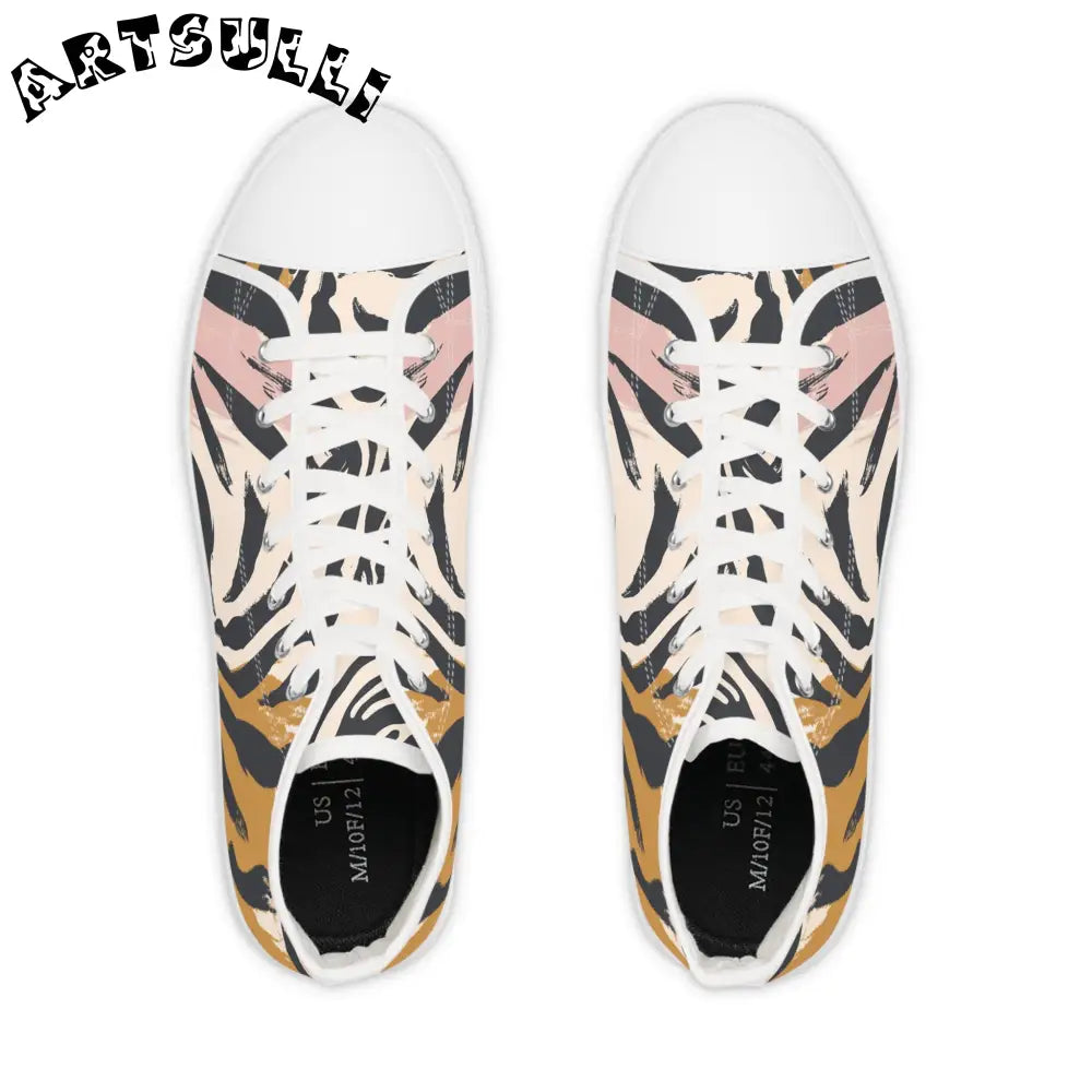 High Top Canvas Sneakers Tiger Stripe Pattern, Artsulli - Art is Long, Life is Short, Shoes, , , , , , , 