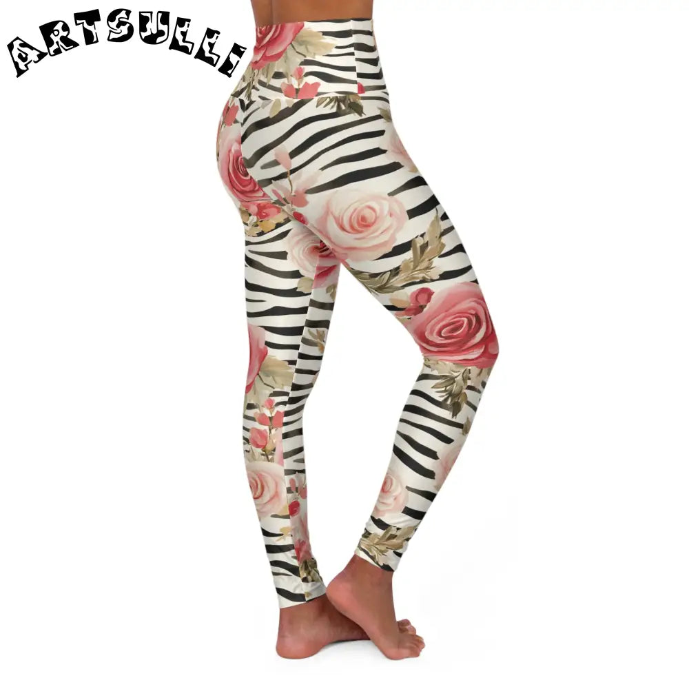 JAKKOUTTHEBXX Pink Zebra Floral High Waisted Yoga Leggings 2025
