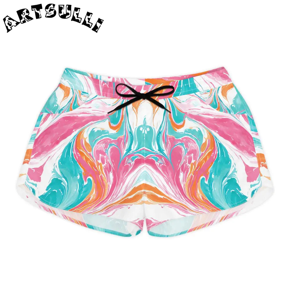Highly Breathable Marble Print Athletic Shorts, Artsulli - Art is Long, Life is Short, All Over Prints, Size, S, Color, Black drawstring, , , 32510347731329206448