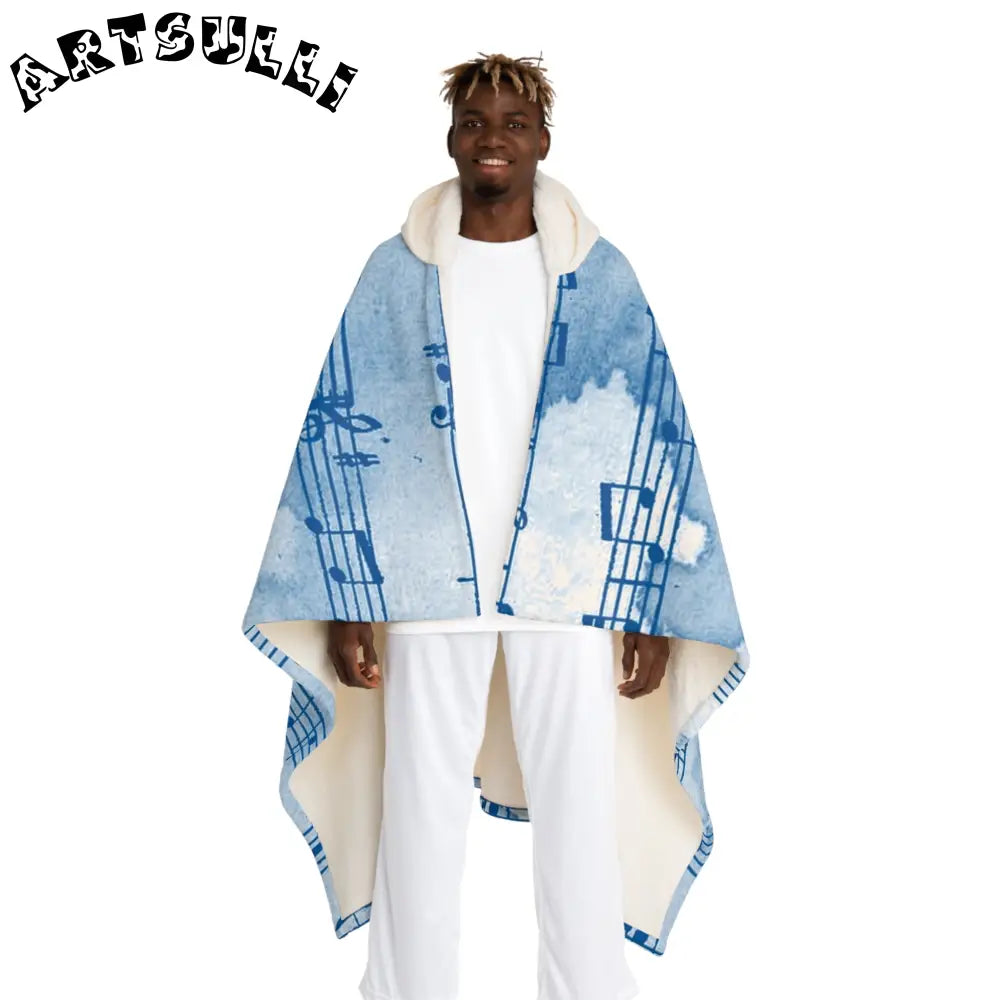 Hooded Music Note Sherpa Fleece Blanket, Artsulli - Art is Long, Life is Short, All Over Prints, Size, One size, Color, Cream, , , 88020428267409062250