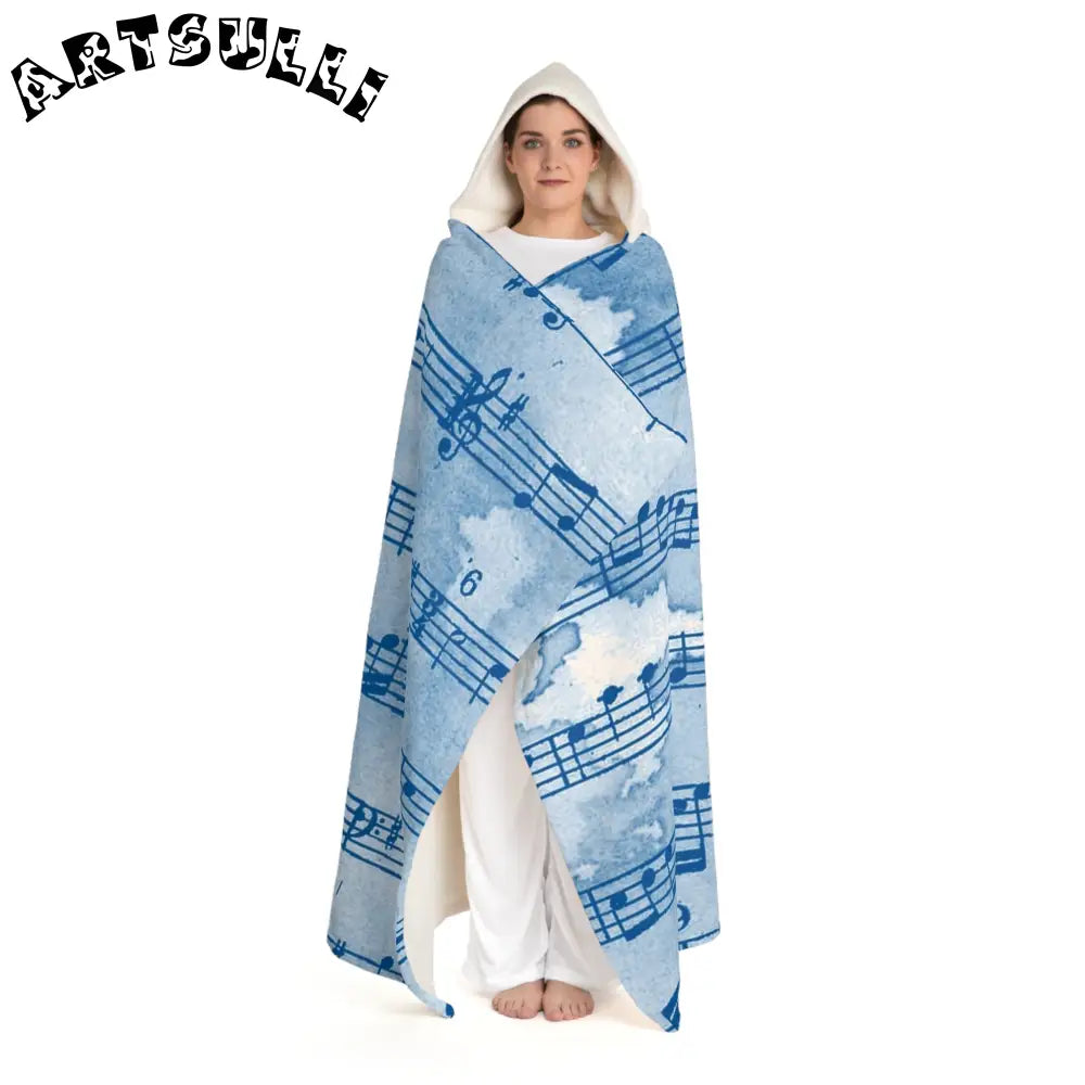 Hooded Music Note Sherpa Fleece Blanket, Artsulli - Art is Long, Life is Short, All Over Prints, , , , , , , 