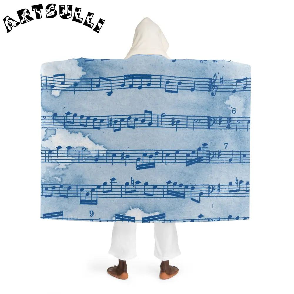 Hooded Music Note Sherpa Fleece Blanket, Artsulli - Art is Long, Life is Short, All Over Prints, , , , , , , 