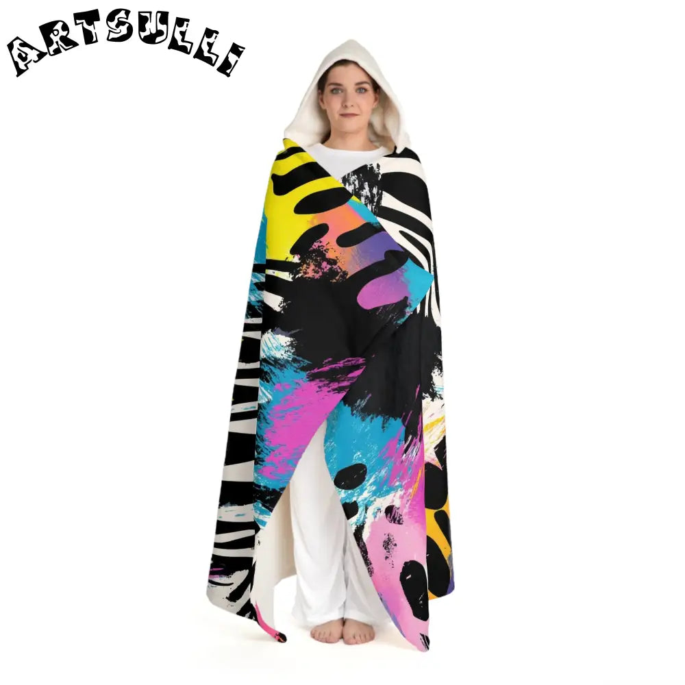 Hooded Sherpa Blanket Delivers Fuzzy Warmth, Artsulli - Art is Long, Life is Short, All Over Prints, , , , , , , 