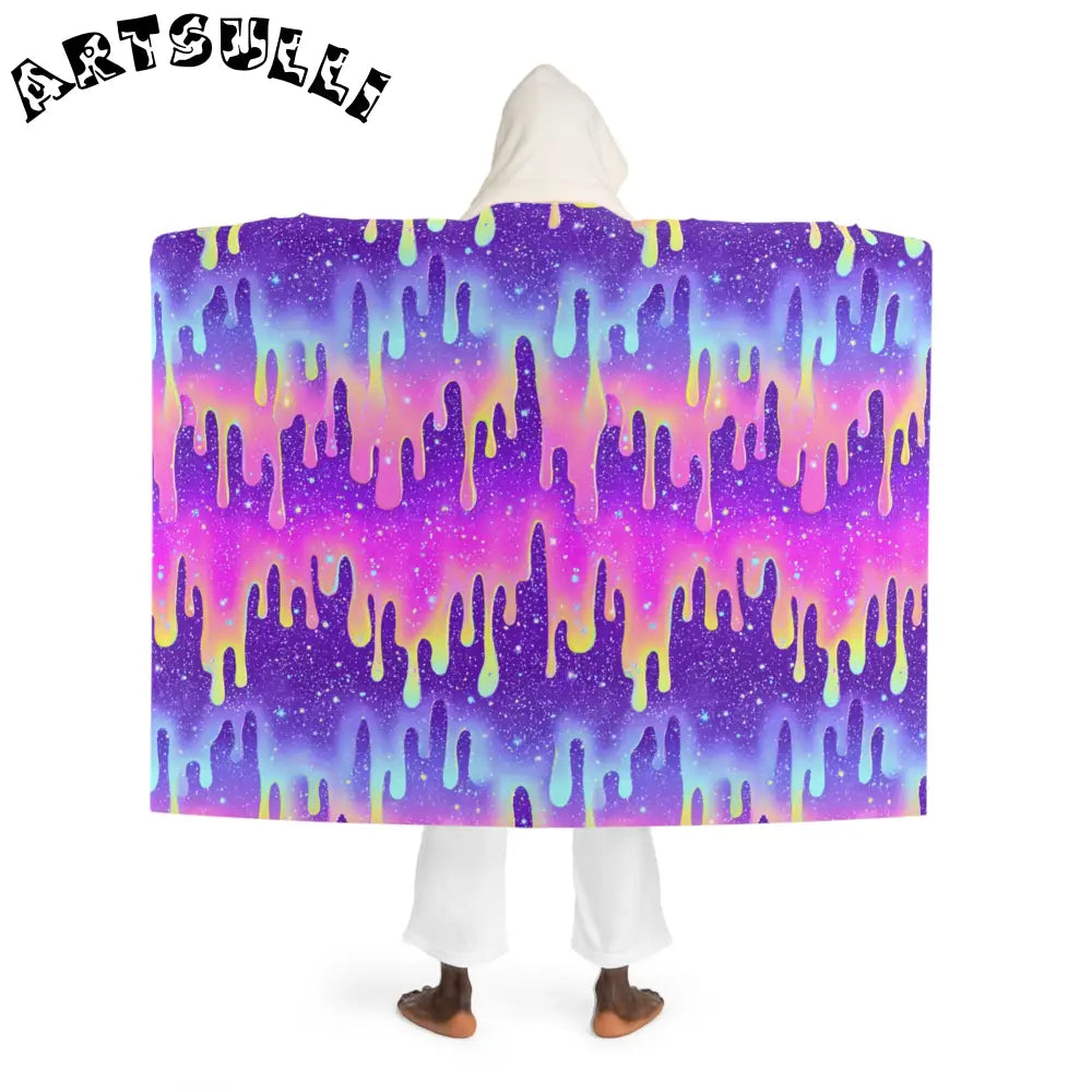 JAKKOUTTHEBXX Purple Galaxy Drip Hooded Fleece Blanket 2025