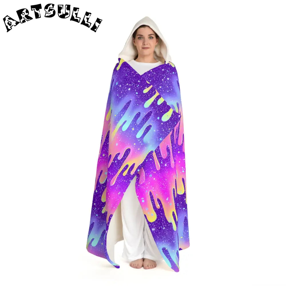 JAKKOUTTHEBXX Purple Galaxy Drip Hooded Fleece Blanket 2025