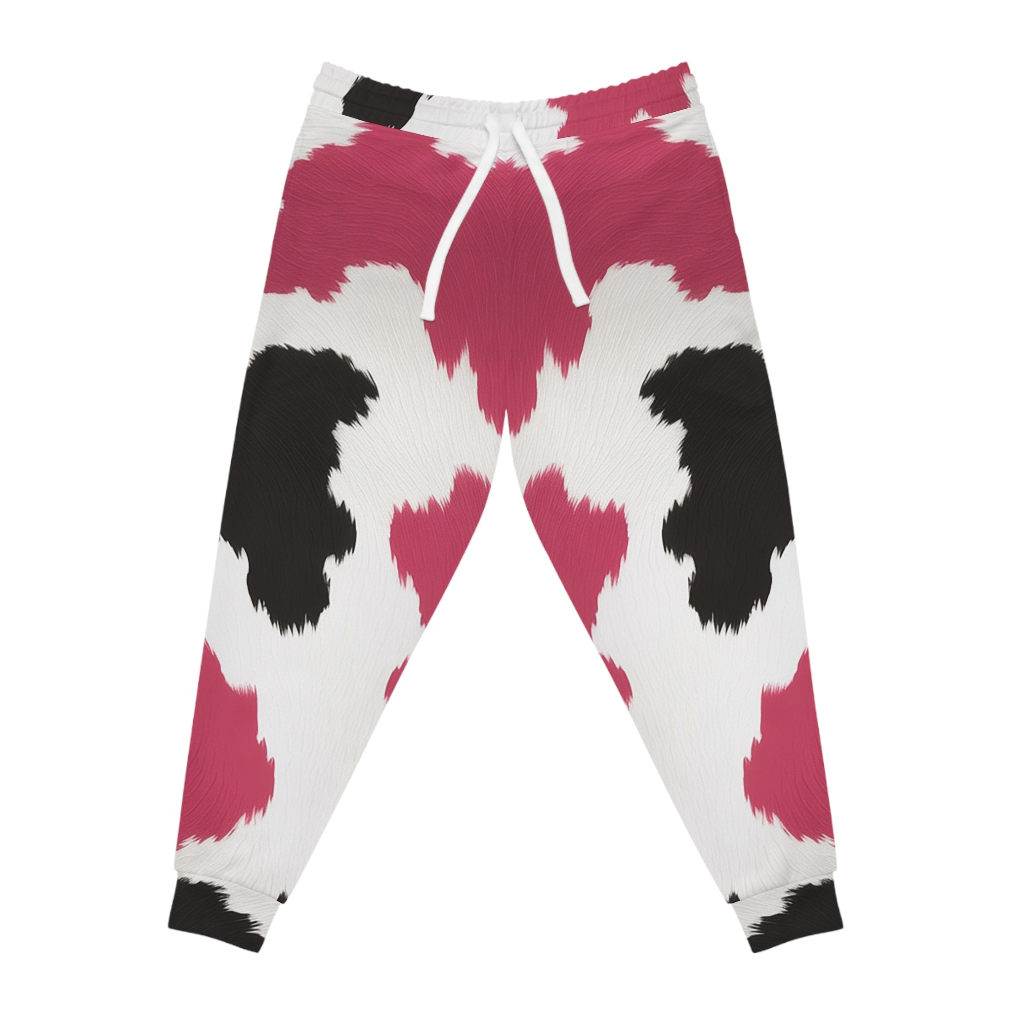Hot Pink Cow Print Joggers, Artsulli - Art is Long, Life is Short, All Over Prints, Size, S, Color, Seam thread color automatically matched to design, , , 19147592298912442545
