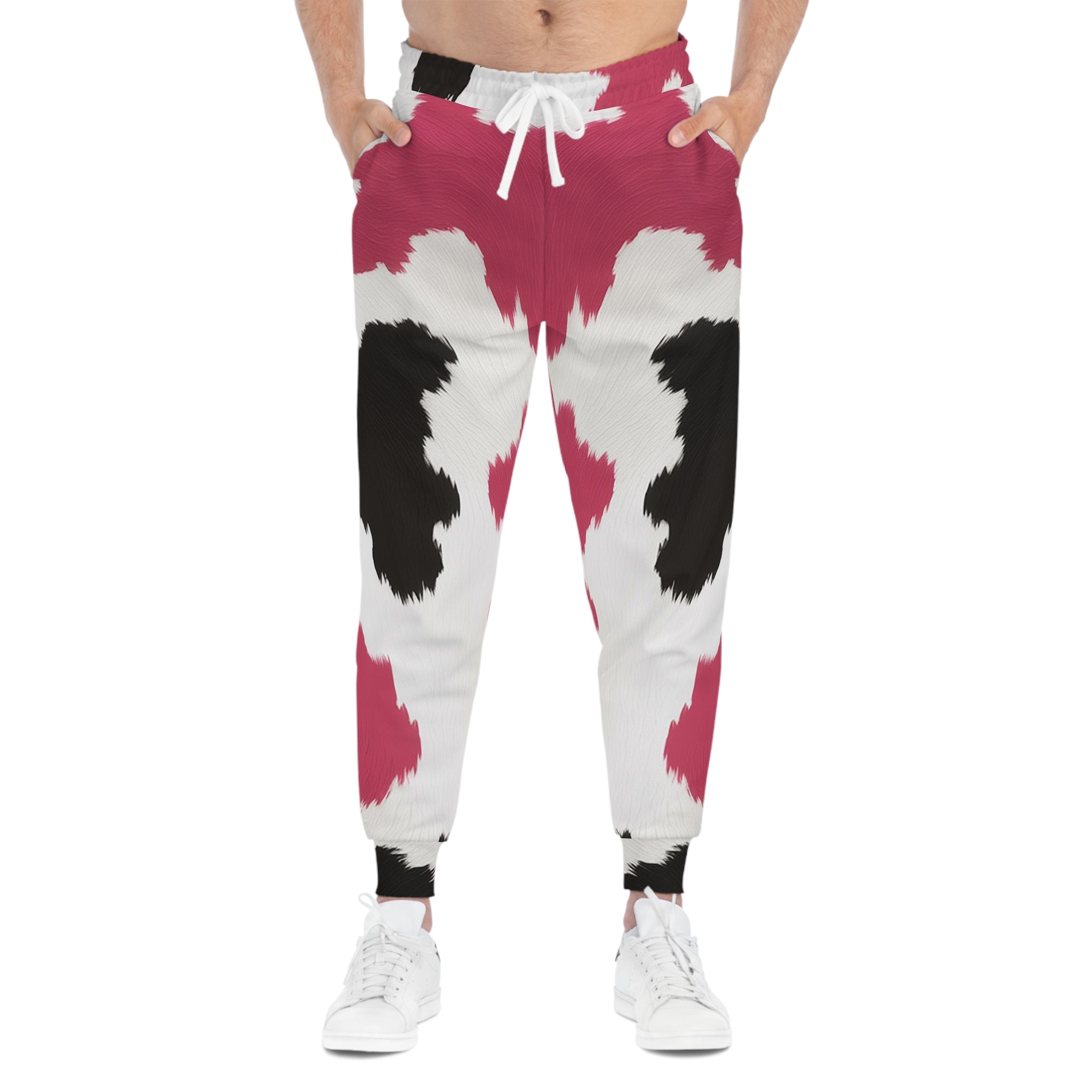 Hot Pink Cow Print Joggers, Artsulli - Art is Long, Life is Short, All Over Prints, , , , , , , 