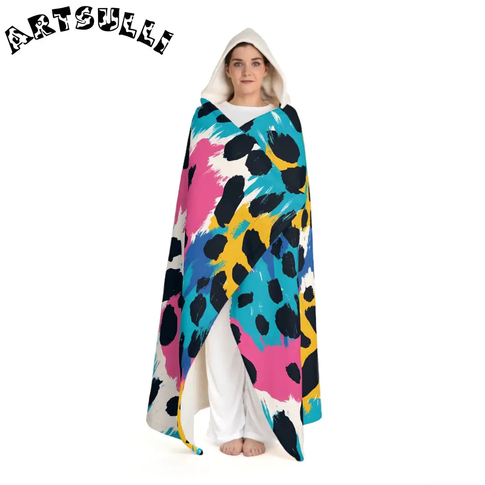 Illustration Printed Hooded Sherpa Fleece Blanket, Artsulli - Art is Long, Life is Short, All Over Prints, , , , , , , 