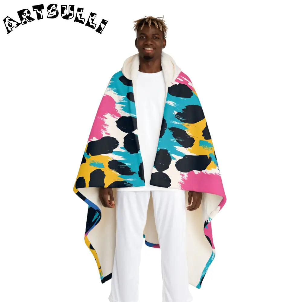 Illustration Printed Hooded Sherpa Fleece Blanket, Artsulli - Art is Long, Life is Short, All Over Prints, Size, One size, Color, Cream, , , 30509128358528714290