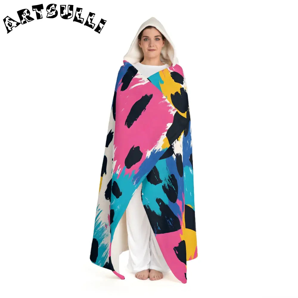 Illustration Printed Hooded Sherpa Fleece Blanket, Artsulli - Art is Long, Life is Short, All Over Prints, , , , , , , 