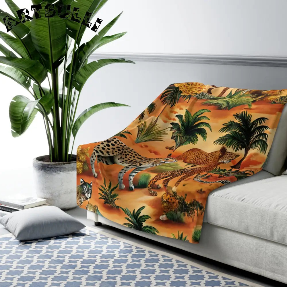 JAKKOUTTHEBXX Jungle Cats Sherpa Fleece Blanket 2025