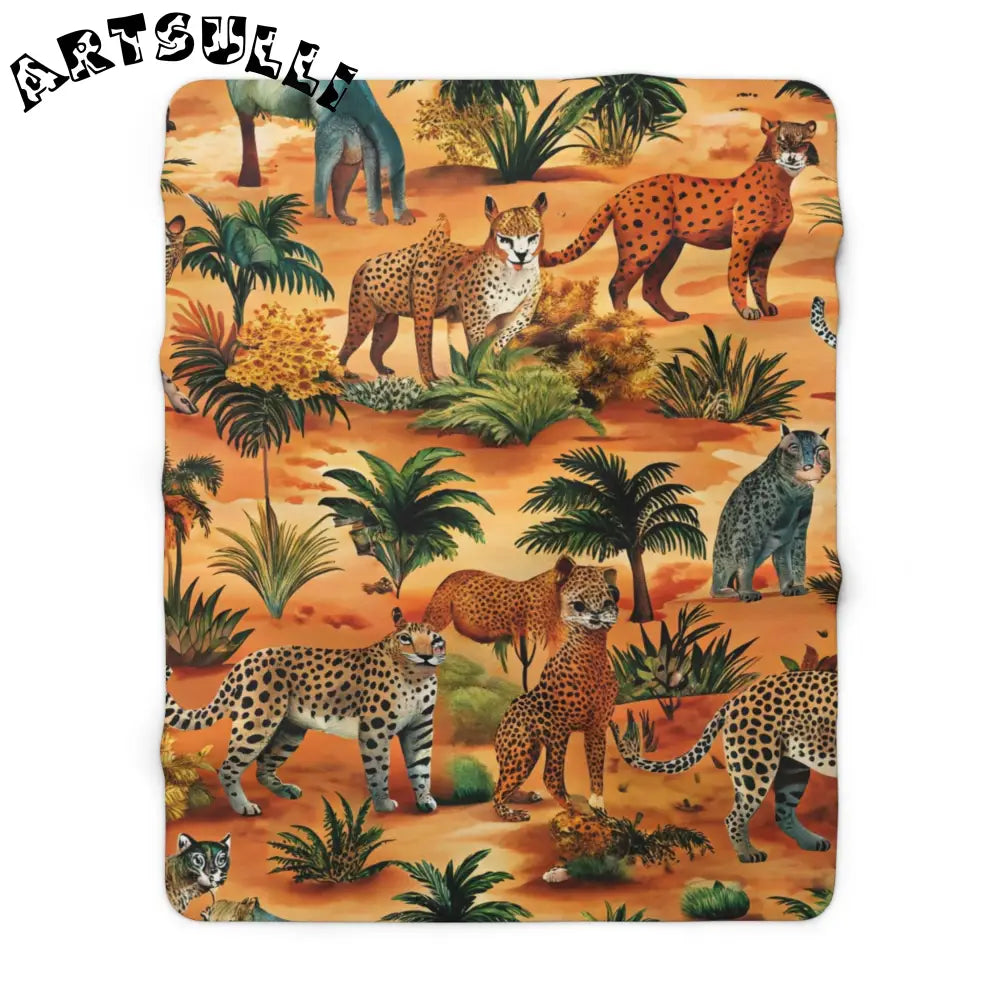 JAKKOUTTHEBXX Jungle Cats Sherpa Fleece Blanket 2025