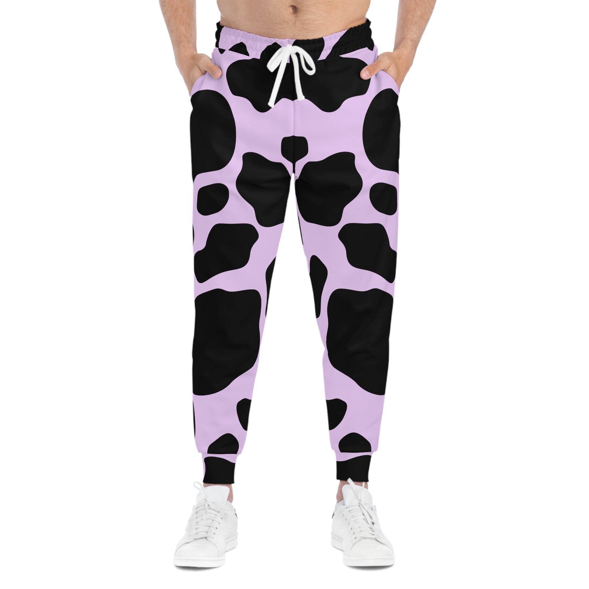 Lavender and Black Cow Print Joggers, Artsulli - Art is Long, Life is Short, All Over Prints, , , , , , , 