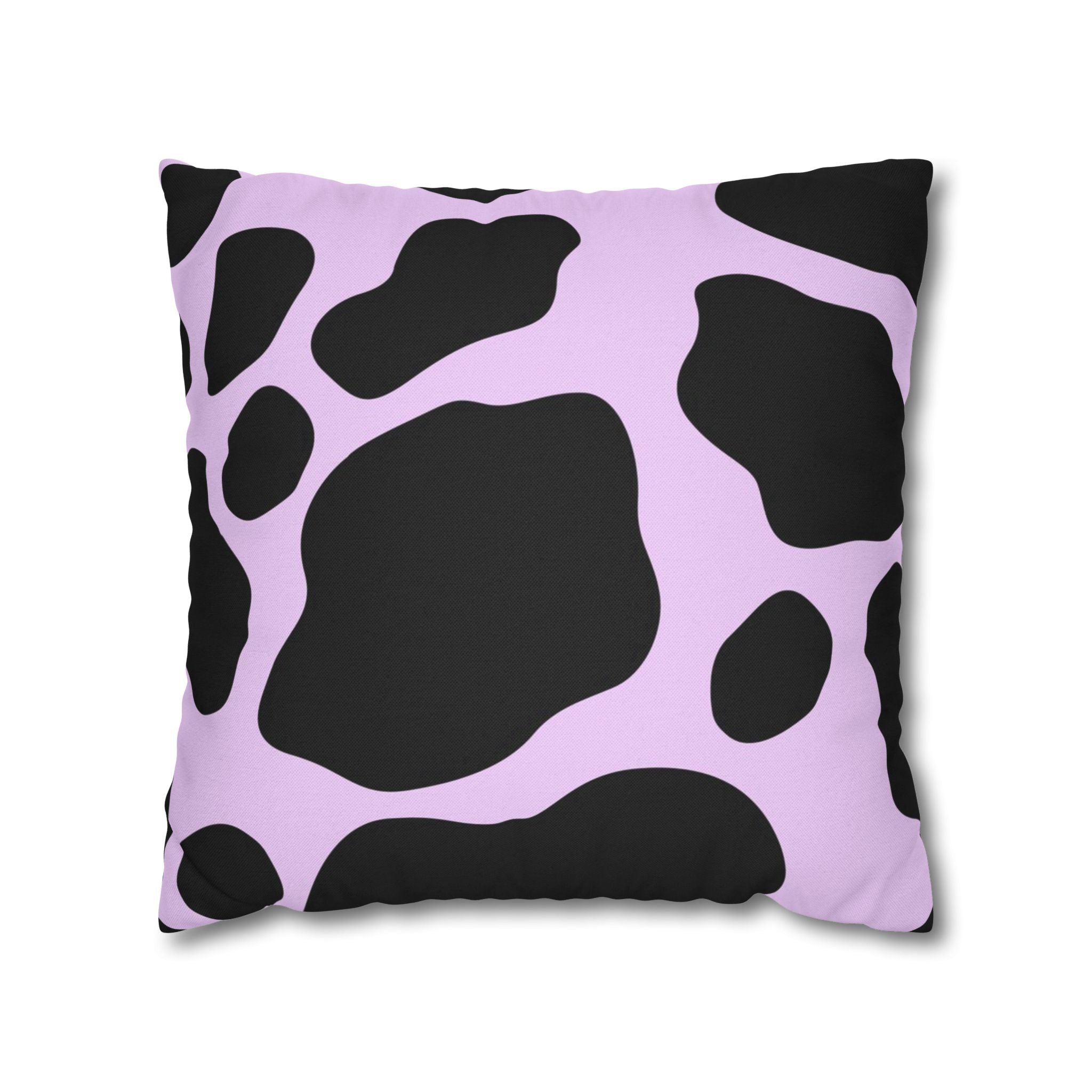 Lavender and Black Cow Print Throw Pillow, Artsulli - Art is Long, Life is Short, Home Decor, Size, 18" × 18", , , , , 11274519341423597188