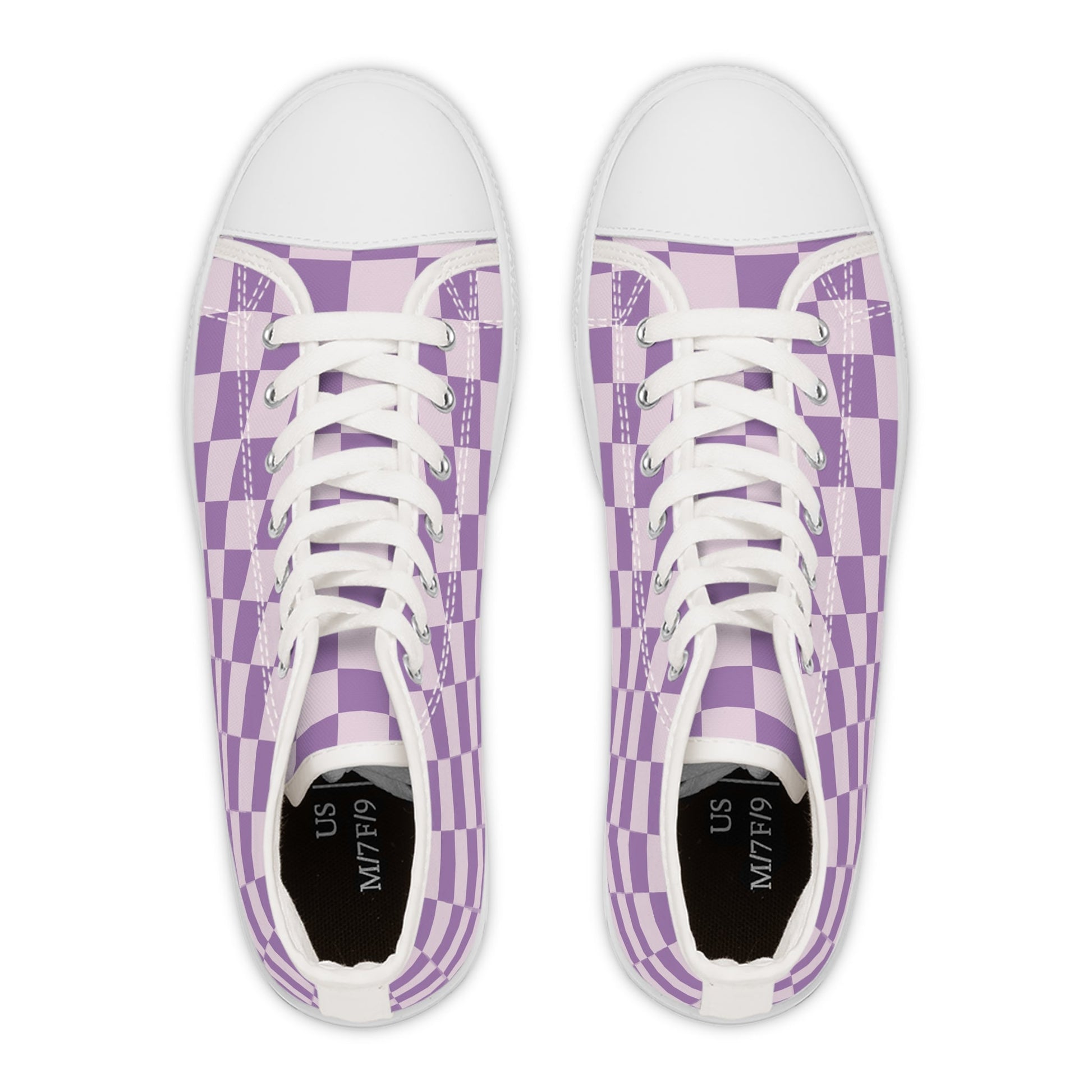Lavender Checkered High-Top Sneakers, Artsulli - Art is Long, Life is Short, Shoes, , , , , , , 