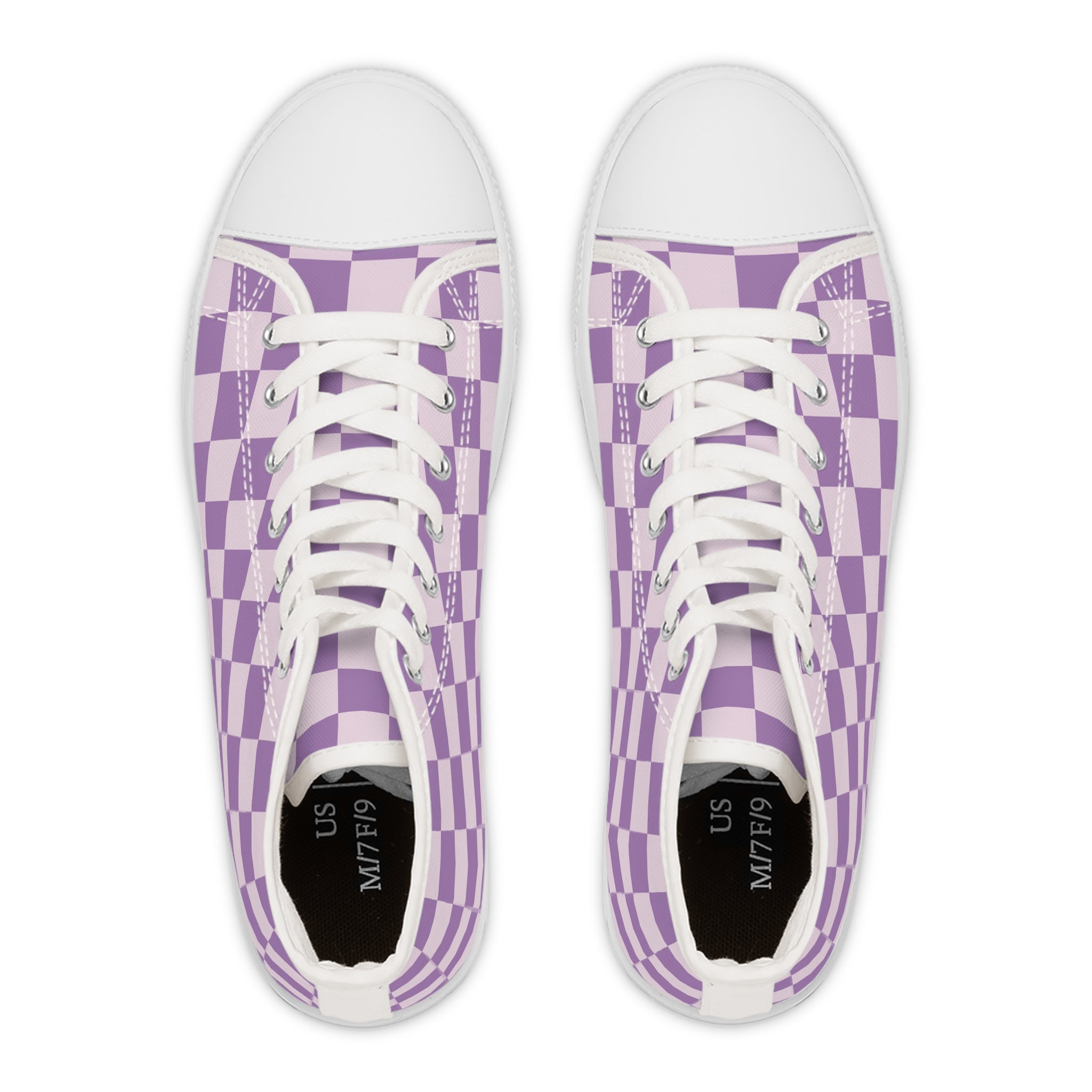 Lavender Checkered High-Top Sneakers, Artsulli - Art is Long, Life is Short, Shoes, , , , , , , 
