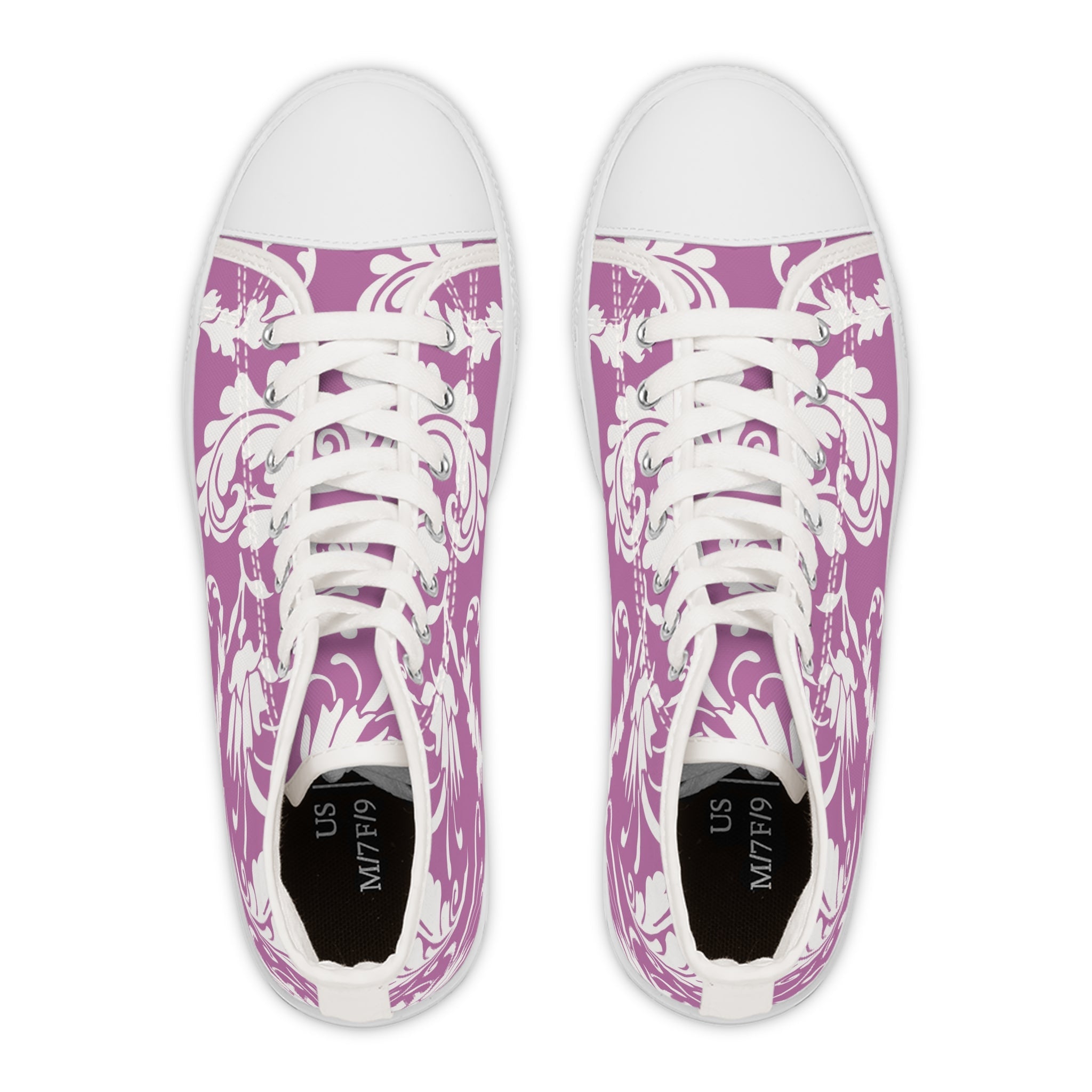 Lavender Floral Damask High Top Sneakers, Artsulli - Art is Long, Life is Short, Shoes, , , , , , , 