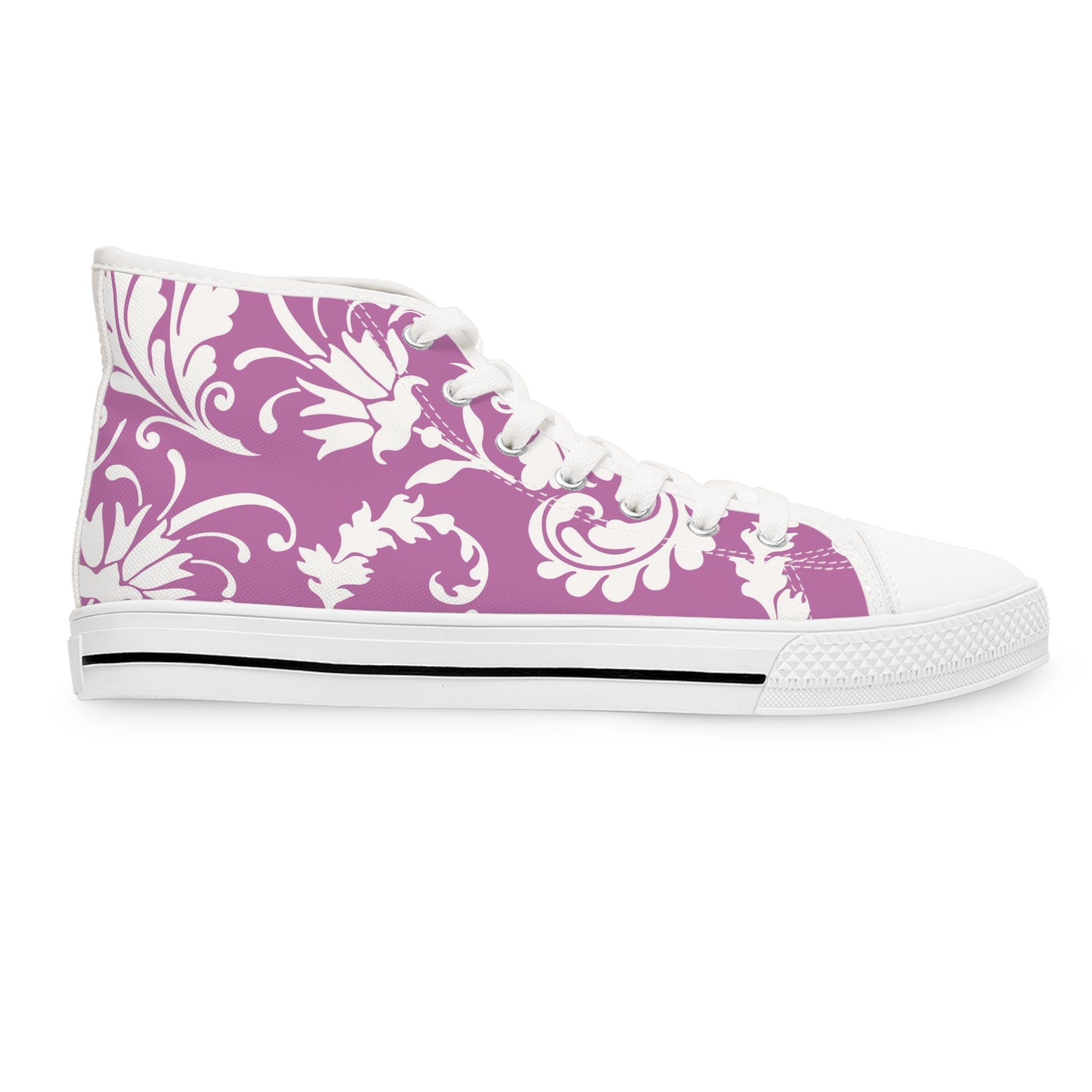 Lavender Floral Damask High Top Sneakers, Artsulli - Art is Long, Life is Short, Shoes, , , , , , , 