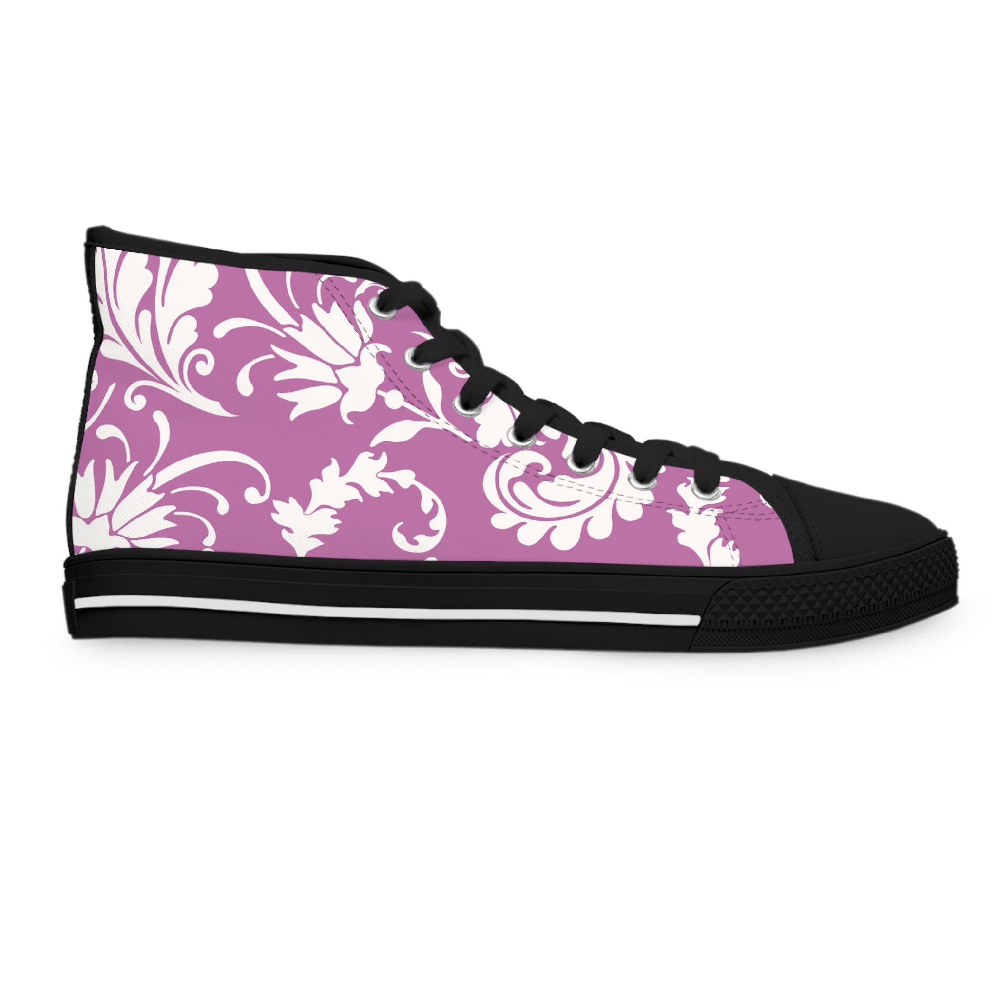 Lavender Floral Damask High Top Sneakers, Artsulli - Art is Long, Life is Short, Shoes, , , , , , , 