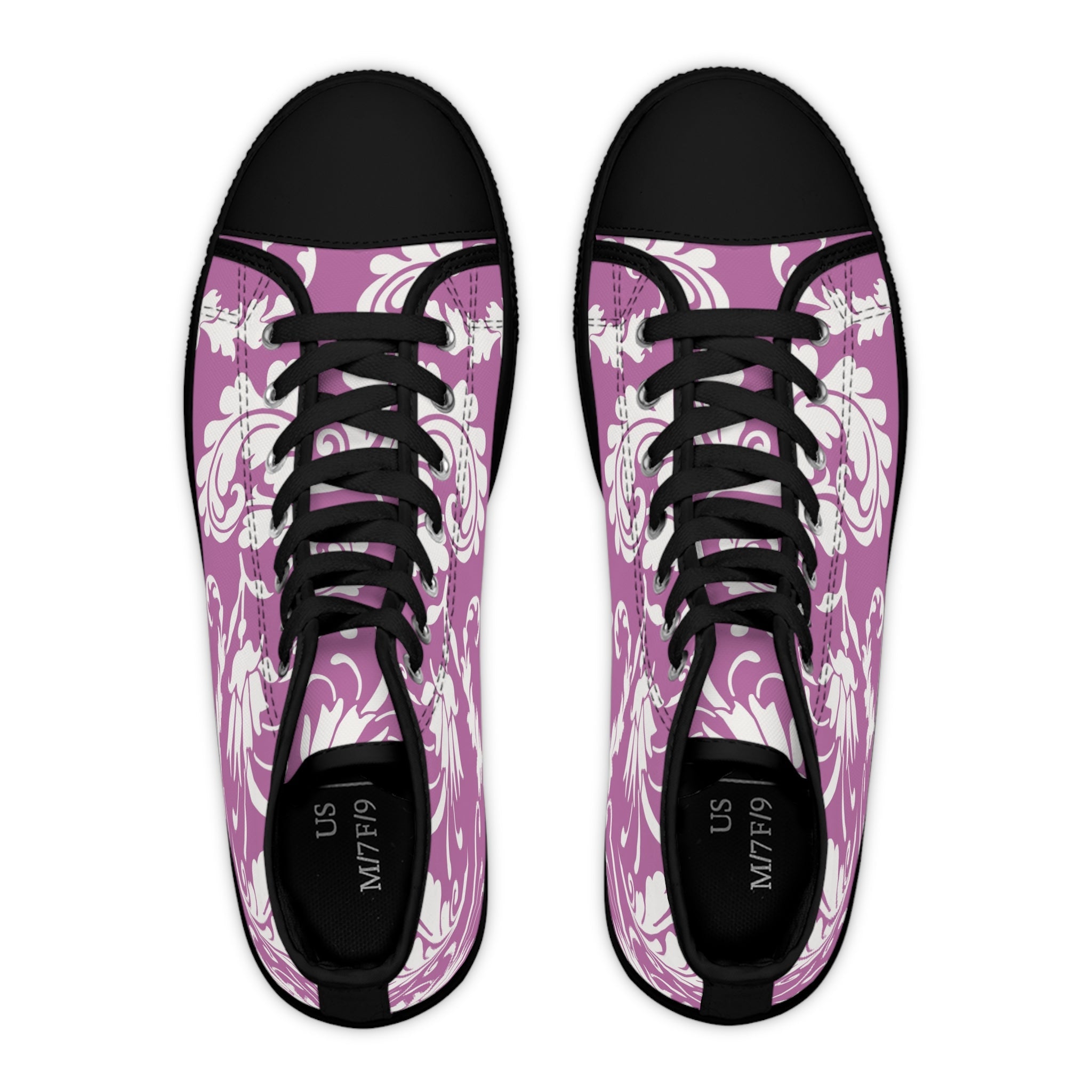 Lavender Floral Damask High Top Sneakers, Artsulli - Art is Long, Life is Short, Shoes, , , , , , , 
