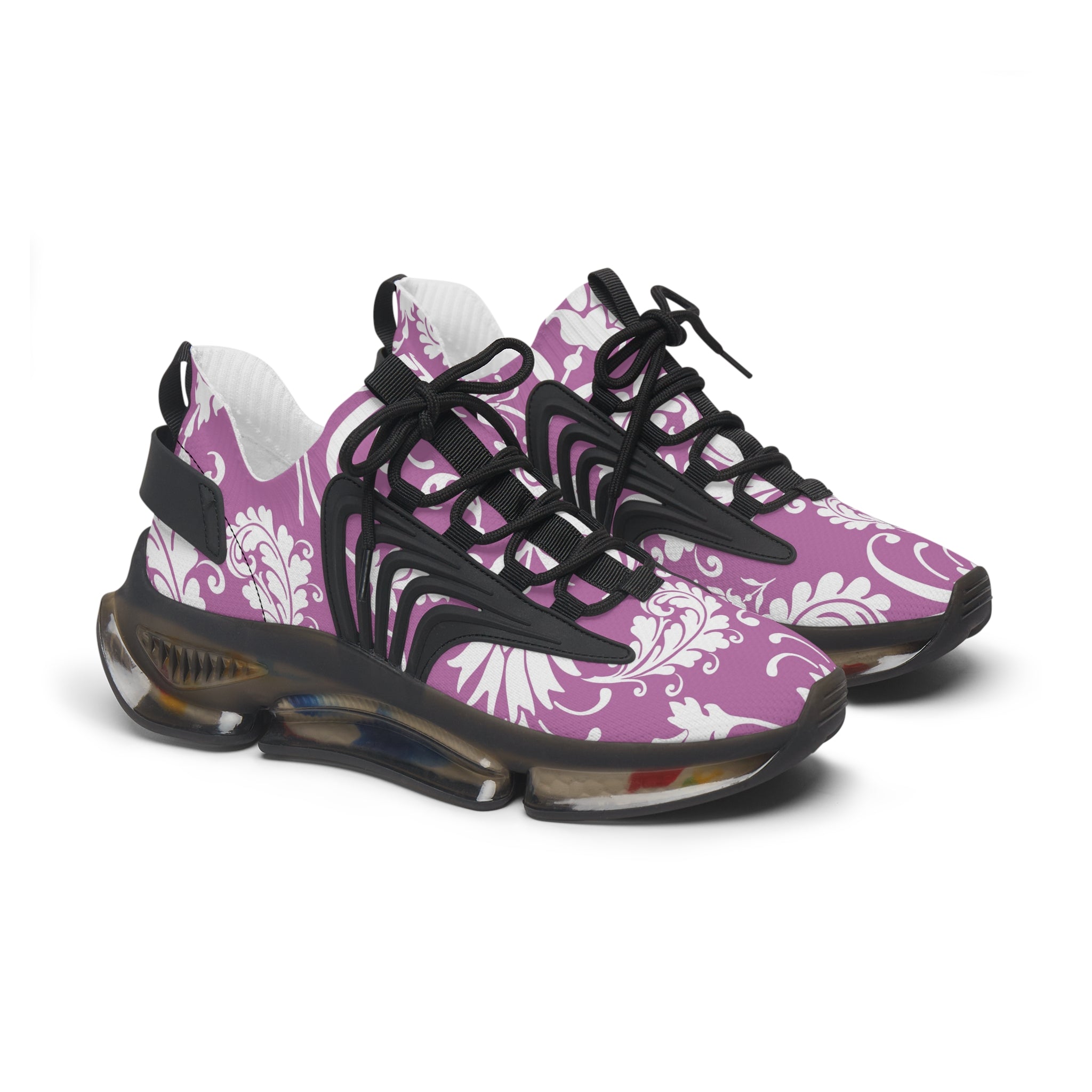 Lavender Floral Pattern Mesh Sneakers, Artsulli - Art is Long, Life is Short, Shoes, Color, Black sole, Size, US 5.5, , , 12655010651127246208