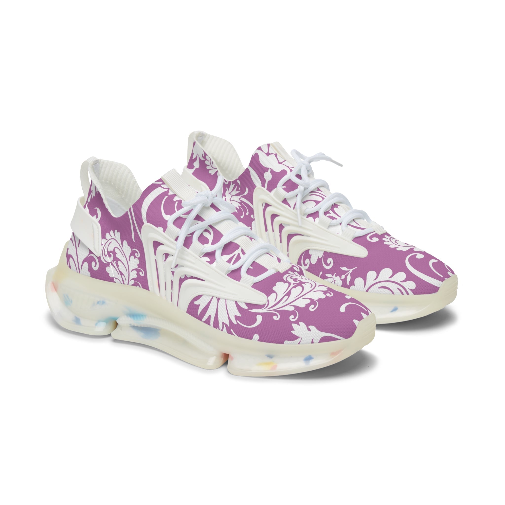 Lavender Floral Pattern Mesh Sneakers, Artsulli - Art is Long, Life is Short, Shoes, Color, White sole, Size, US 5.5, , , 15155236094848004896