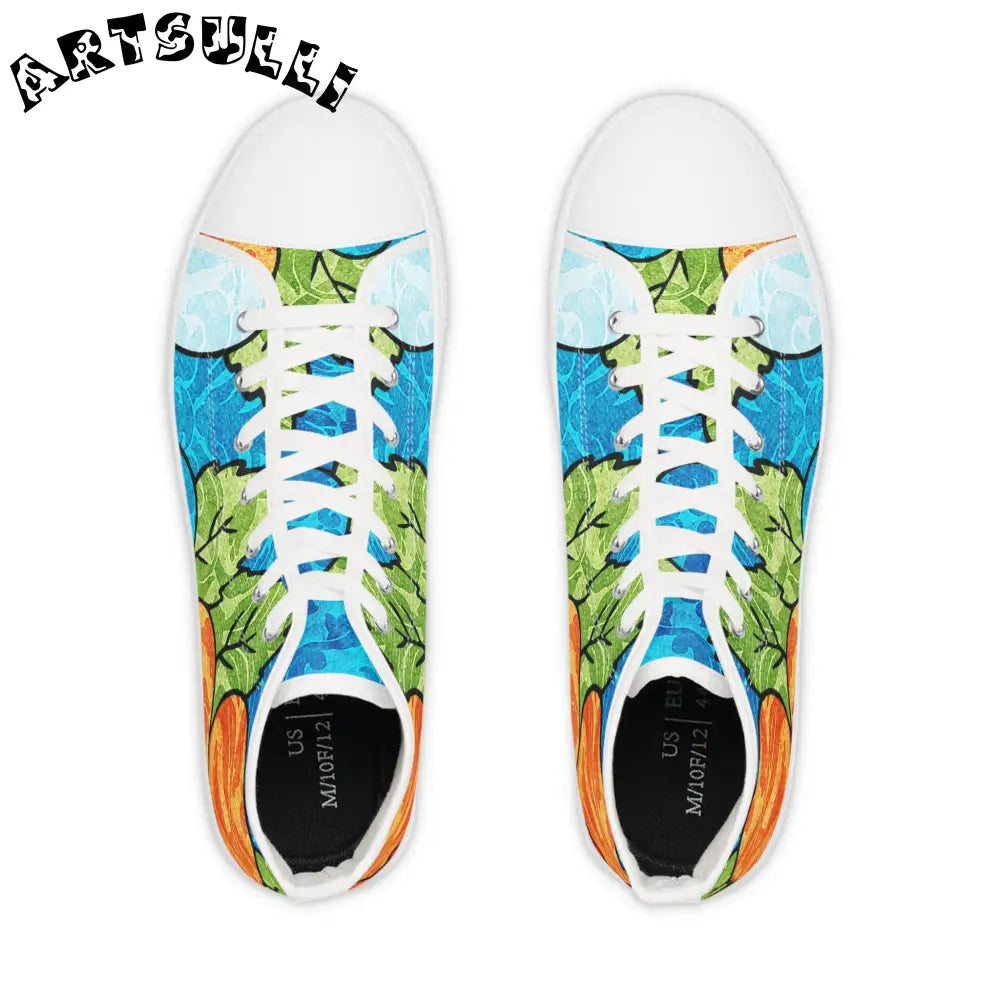 Leaf Print High Tops with Breathable Polyester Canvas, Artsulli - Art is Long, Life is Short, Shoes, , , , , , , 