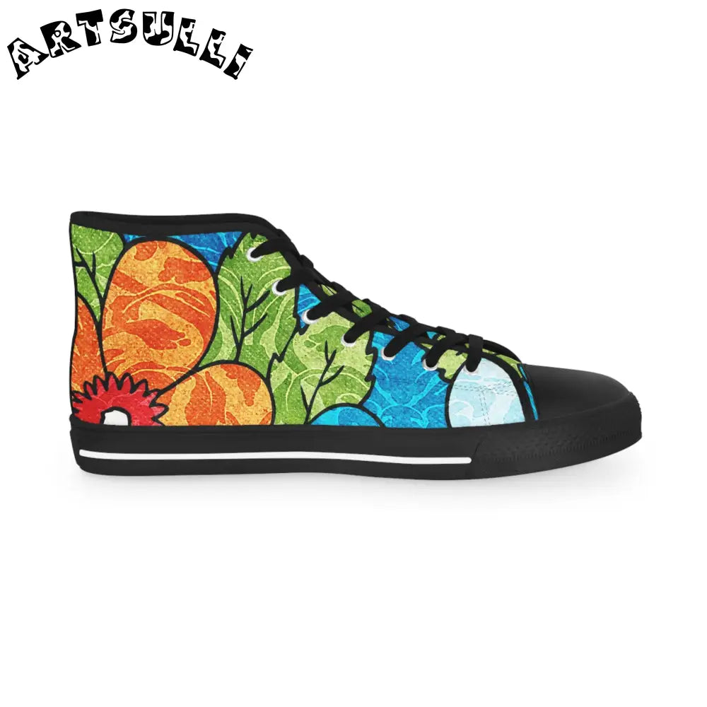 Leaf Print High Tops with Breathable Polyester Canvas, Artsulli - Art is Long, Life is Short, Shoes, , , , , , , 