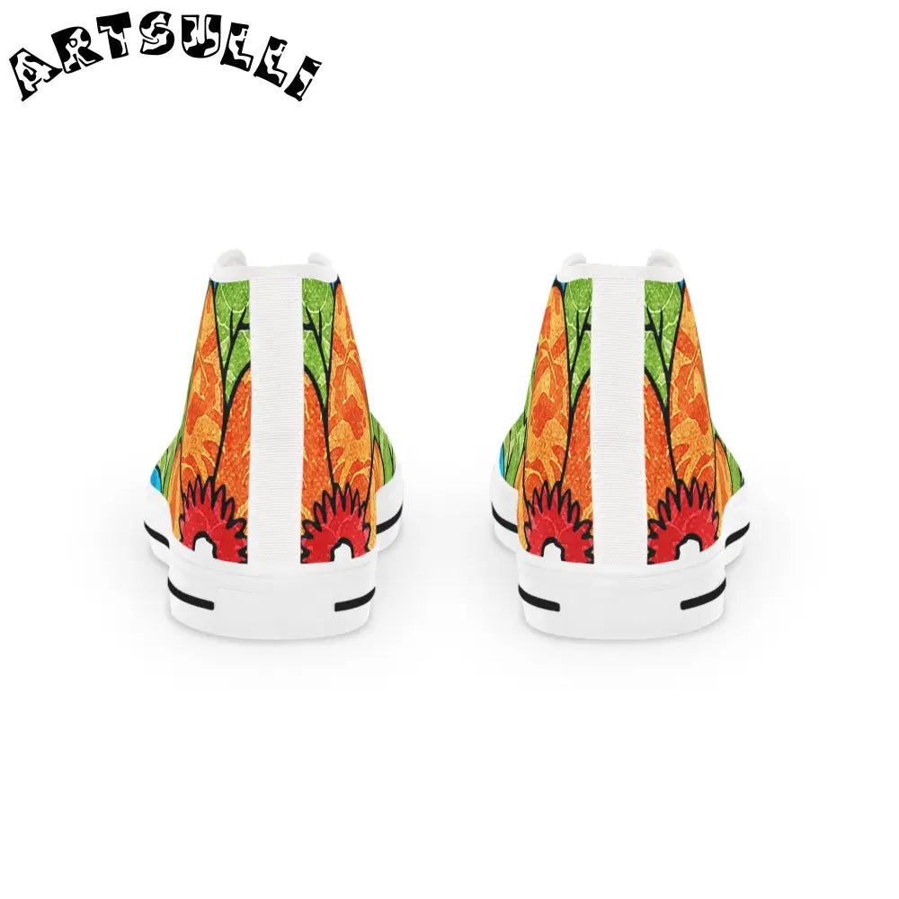 Leaf Print High Tops with Breathable Polyester Canvas, Artsulli - Art is Long, Life is Short, Shoes, , , , , , , 