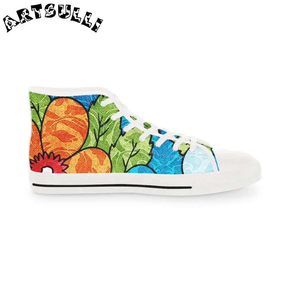 Leaf Print High Tops with Breathable Polyester Canvas, Artsulli - Art is Long, Life is Short, Shoes, , , , , , , 