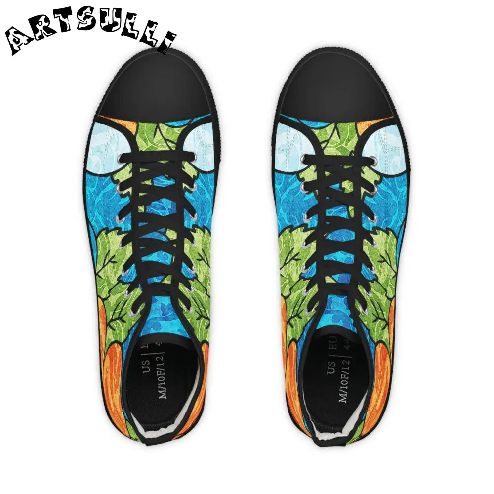 Leaf Print High Tops with Breathable Polyester Canvas, Artsulli - Art is Long, Life is Short, Shoes, , , , , , , 