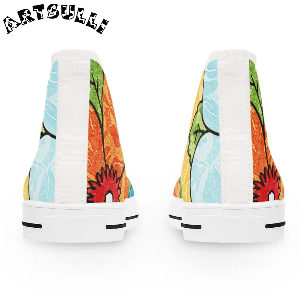 Leaf Print Women’s High Breathable Polyester Canvas Sneakers, Artsulli - Art is Long, Life is Short, Shoes, , , , , , , 