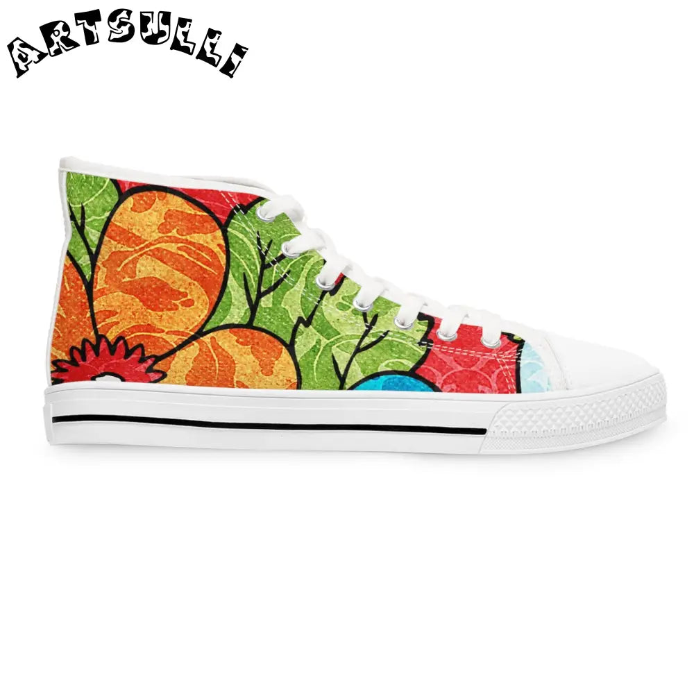 Leaf Print Womens High Top Breathable Polyester Canvas Sneakers, Artsulli - Art is Long, Life is Short, Shoes, , , , , , , 
